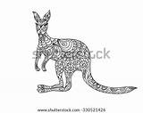 Kangaroo Zentangle Illustration sketch template