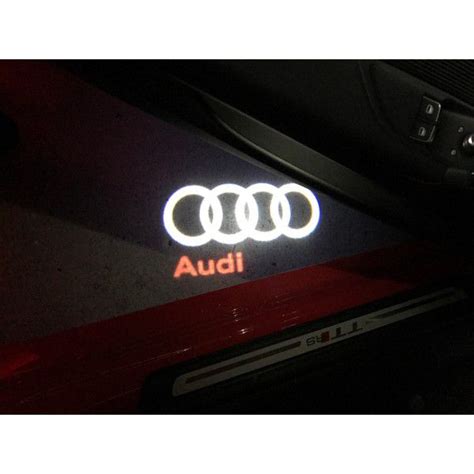 Logo Led Anneaux Audi Avec Ecriture Audi En Rouge Premiumvag