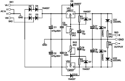 adjustable symmetric   vdc  power supply electricalcorecircuits