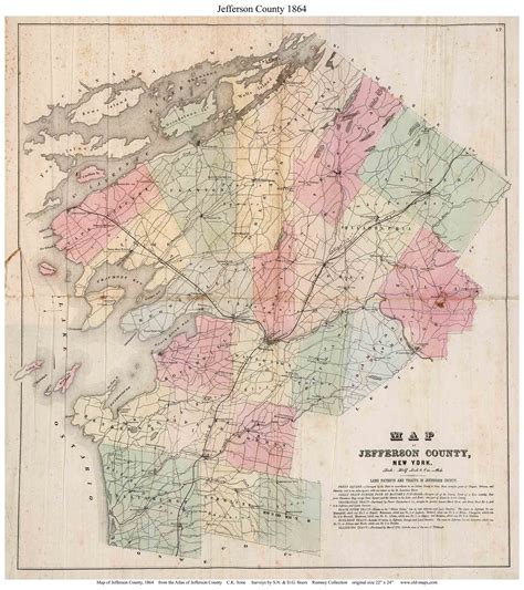 Jefferson County 1864 Old Map Reprint Jefferson County New Etsy
