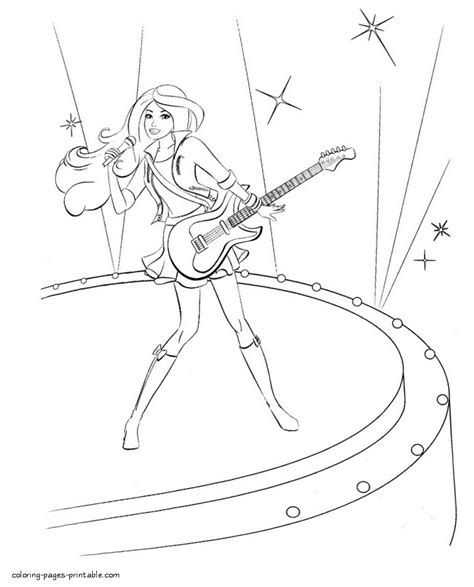 barbie guitar coloring page   quality file