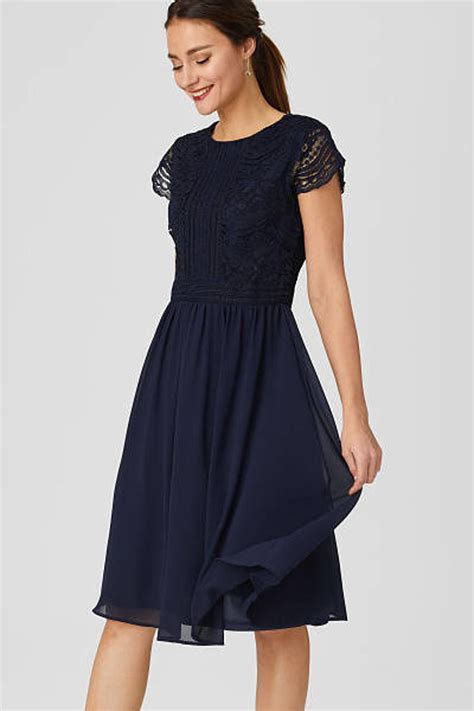 ca yessica jurk met kant donkerblauw wehkamp