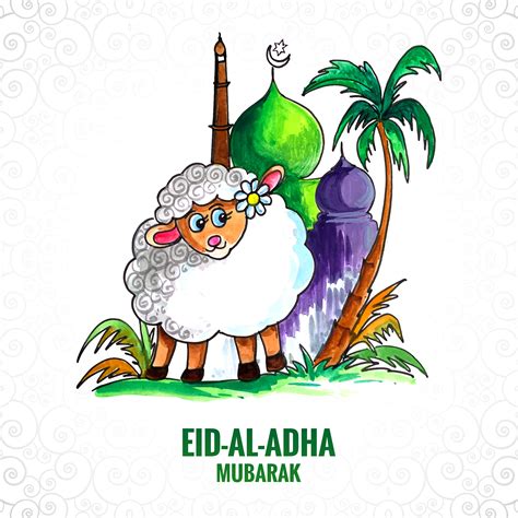 eid al adha greeting card  cute sheep  vector art  vecteezy