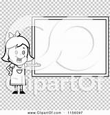 Girl Clipart Presenting Chalkboard Blank School Outlined Coloring Cartoon Vector Cory Thoman sketch template