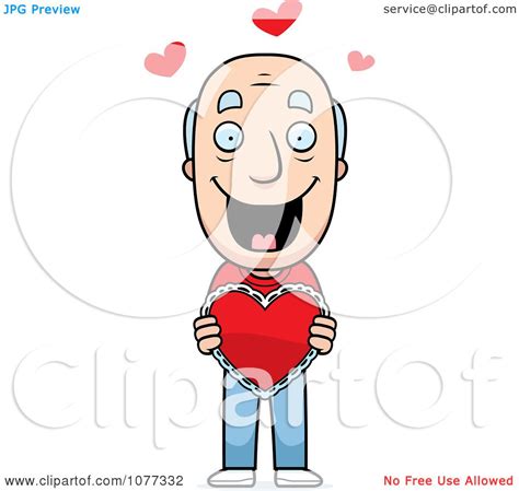 Clipart Sweet Grandpa Holding A Valentine Heart Royalty