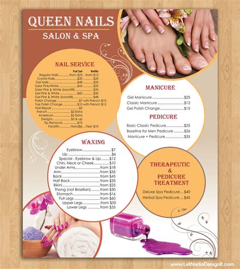 nail salon price list template