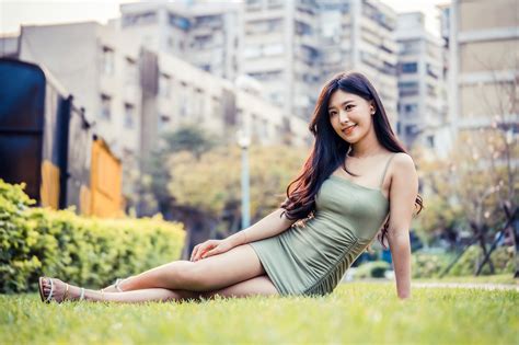 asian model women long hair brunette barefoot sandal