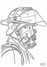 Firefighter Bombero Fireman Bombeiro Feuerwehrmann Colorir Helm Template Bombera Desenhos Ausdrucken Portrait sketch template