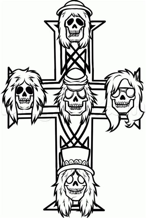 coloring pages guns  roses warehouse  ideas