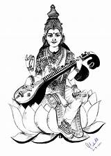 Saraswati Drawing India Sketch Pencil Coloring Bollywood Mata Devi Maa Pages Drawings Adult Getdrawings Guitar Adults Vishnu Paintingvalley Woman Music sketch template