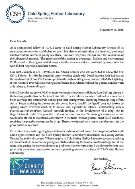 annual appeal letter cold spring harbor laboratory