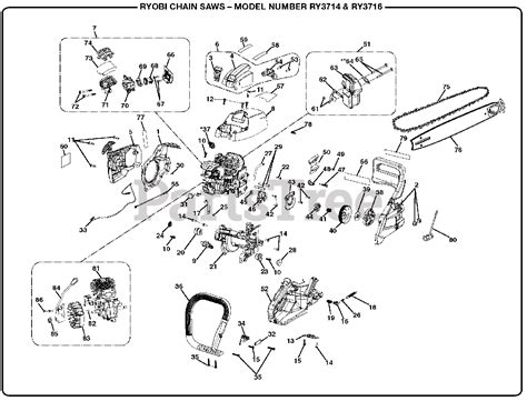 ryobi parts   general assembly part  diagram  ry   ryobi chainsaw