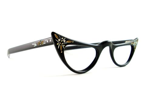 Vintage Eyeglasses Frames Eyewear Sunglasses 50s Vintage Black Cat Eye