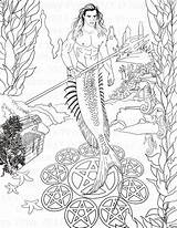 Merman Mermaid Digi Colouring Mermen Stamp Mermaids Wicca Anxiety Designlooter Hadas sketch template