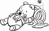 Pooh Coloring Winnie Pages Baby Bear Drawing Sleeping Friends Kids Classic Printable Tiger Clipart Wecoloringpage Bag Colouring Line Color Outline sketch template