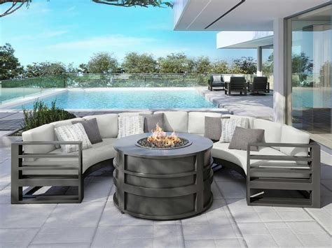 palermo curved sectional fire pit set   patio furniture fire