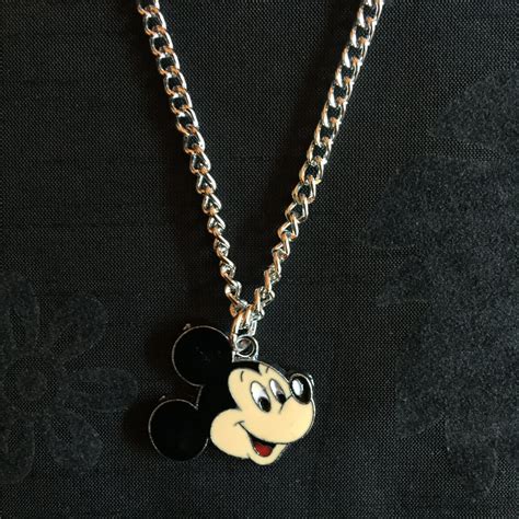 silver plated disney mickey mouse necklace