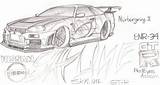 Nissan Skyline Gt R35 Bnr34 Coloring Pages Car Template sketch template