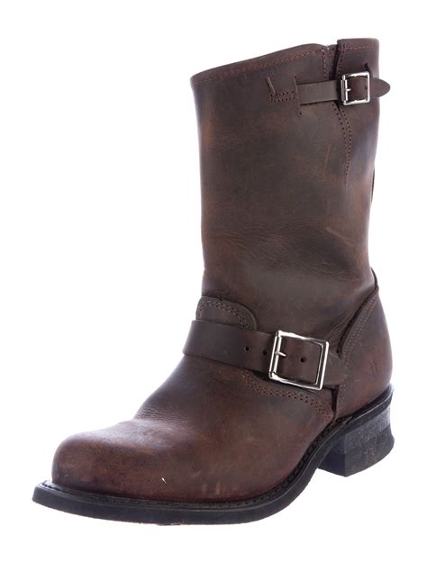 frye leather mid calf boots brown boots shoes wf  realreal