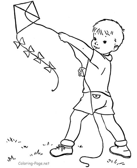 children flying kites coloring pages  getdrawings