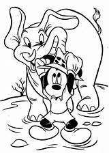 Safari Mickey Coloring Mouse Elephant Bathing sketch template