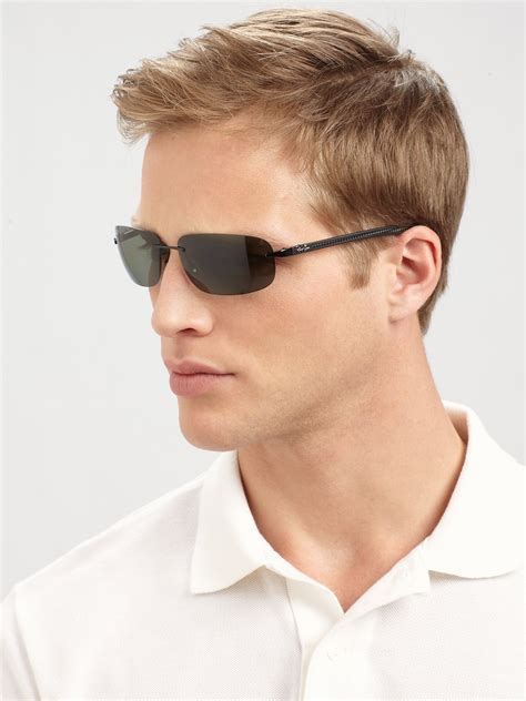 lyst ray ban tech rimless metal sunglasses  black  men