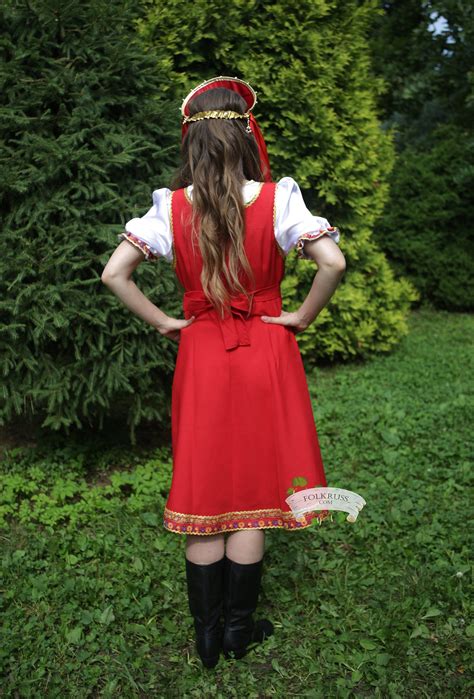 Playful Traditional Russian Dress For Woman “elena” Folk Russian