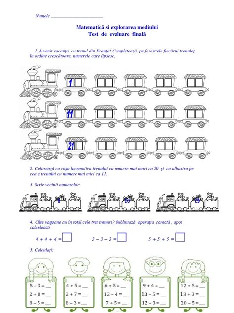 fise de lucru matematica clasa pregatitoare