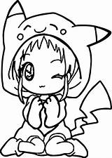 Coloring Pages Pikachu Anime Girl Cute Chibi Wecoloringpage sketch template