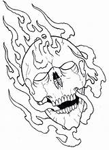 Skull Outline Flaming Fire Drawing Tattoo Printable Vikingtattoo Outlines Getdrawings Deviantart sketch template