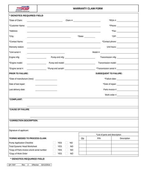 warranty claim forms  ms word  excel