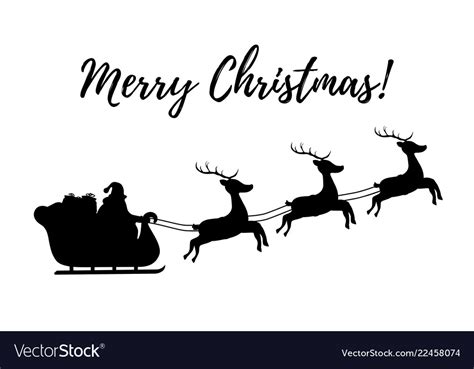 silhouette  sleigh  santa reindeers vector image