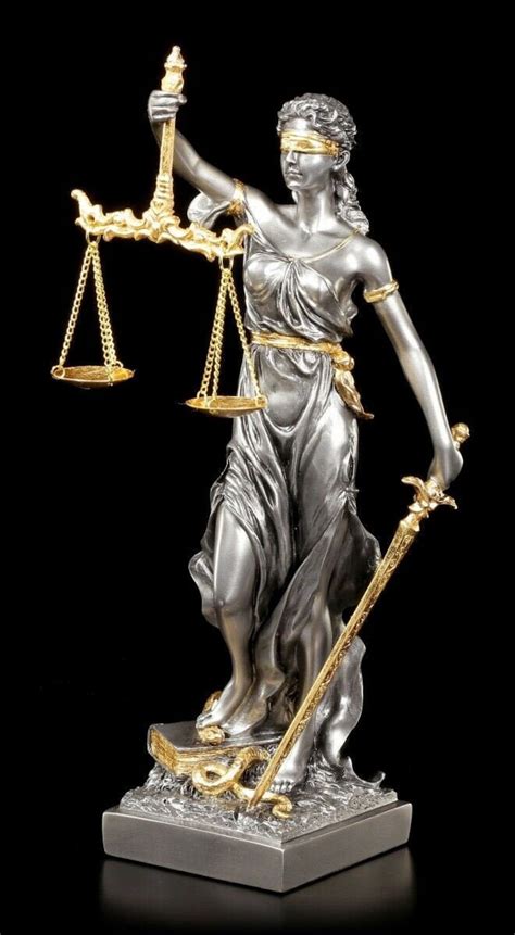 medium justitia figurine goddess  justice silver gold etsy
