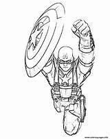 America Captain Coloring Pages Flying Printable Superhero Color Shield Avengers Superheroes Thanos Online Capitan Soldier Winter Colorear Para Dibujos Print sketch template