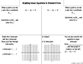 graphing linear equations  standard form foldable  interactive