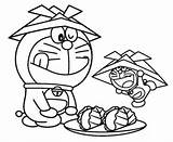 Doraemon Mewarnai Sketsa Mewarna Coloringonly Hitam Craves Pensil Contoh Pekeliling Doughnuts sketch template