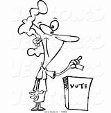 Cartoon Vote Woman Box Ballot Coloring Outline Vector Putting Into Her Ron Leishman Voting Royalty sketch template