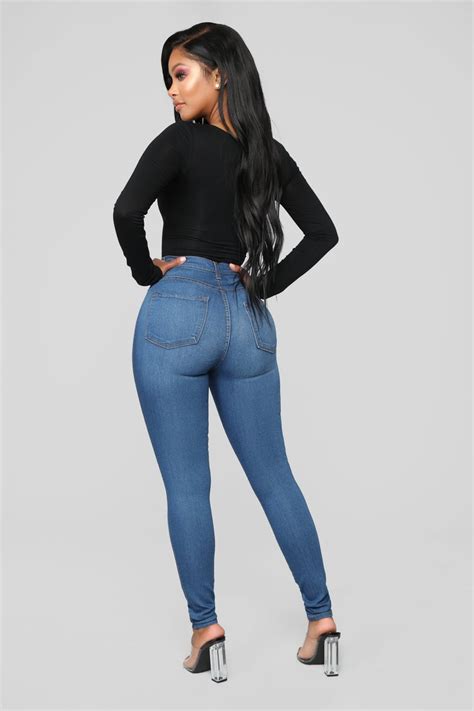 classic high waist skinny jeans medium blue
