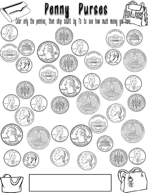 coin coloring pages  classroom pinterest