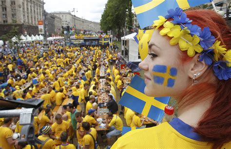 sweden soccer fans fan zone in kiev swedish girls