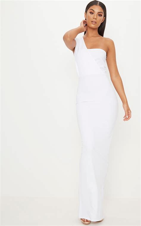 white one shoulder maxi dress dresses prettylittlething