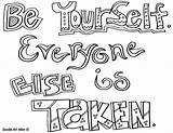 Coloring Pages Quote Yourself Else Everyone Taken Pdf sketch template