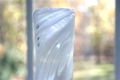 Hand Blown Glass Vase Clear And White Opaque White Swirl Etsy