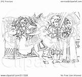 Coloring Royalty Prince Clipart Illustration Princess Outline Rf Watching Mean King Clipartof Pages sketch template