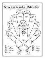 Multiplication Turkey Puzzles Perplexing Template sketch template