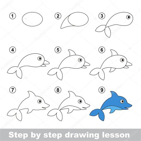 drawing tutorial   draw  dolphin stock vector  anna