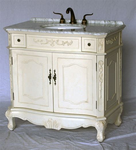 bathroom vanity antique white color carrara marble top wx