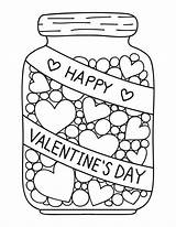 Coloring Valentines Pages Printable Valentine Candy Jar Hearts Sheets Heart sketch template