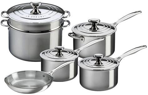 le creuset stainless steel  piece cookware set ssp
