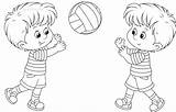 Coloring Pages Kids School Playing Outside Boy Sarahtitus Cartoon Boys Colouring Printable Clipart Child Sarah Volleyball Line Colorir Kindergarten Titus sketch template